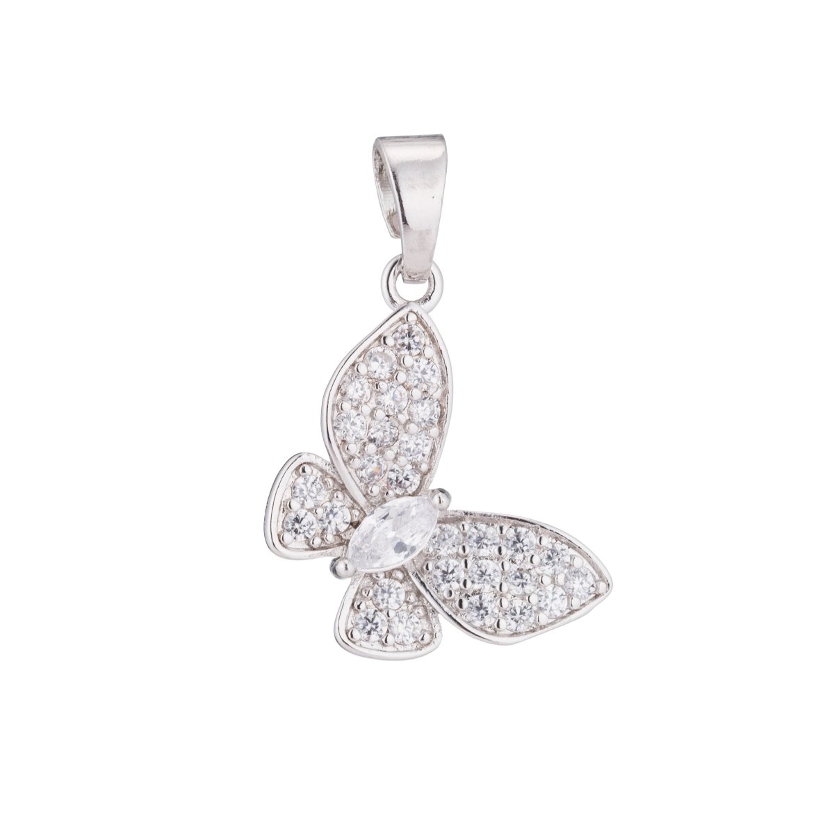 24K Gold Filled Clear Marquise Micro Paved CZ Butterfly Animal Pendant | H019 - DLUXCA