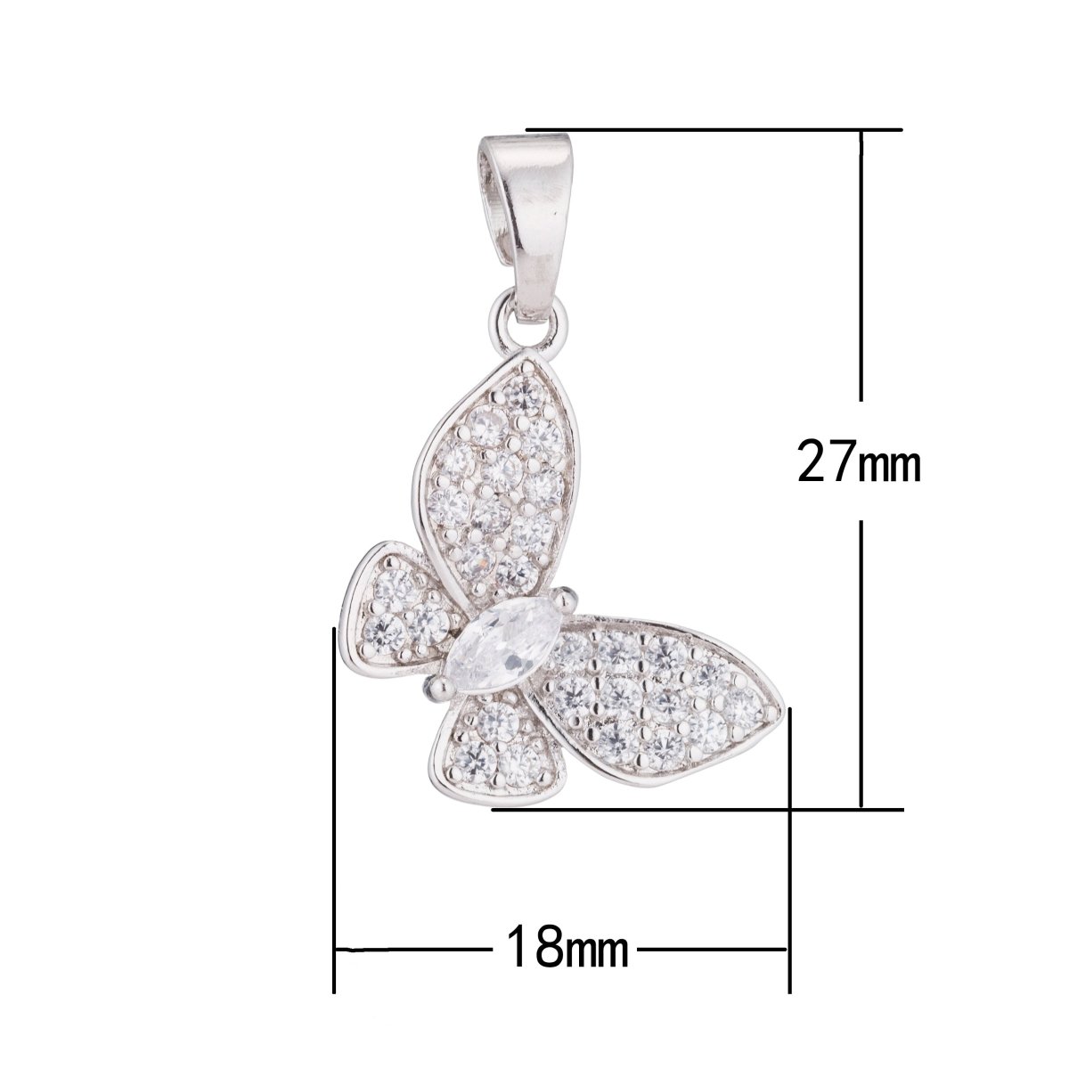 24K Gold Filled Clear Marquise Micro Paved CZ Butterfly Animal Pendant | H019 - DLUXCA