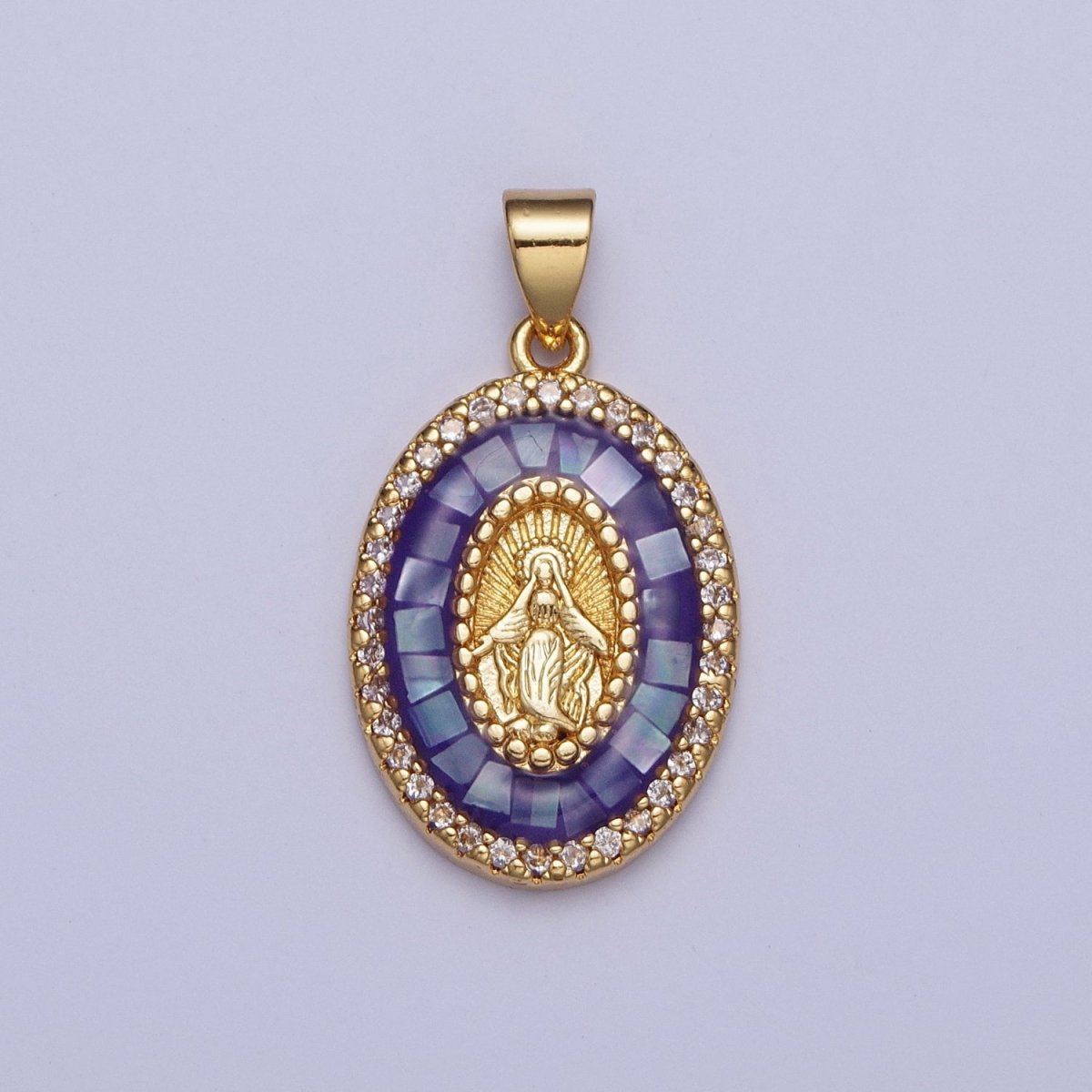 24K Gold Filled Clear Micro Pave Opal Mother Virgin Mary, Religious Miraculous Lady Guadalupe Pendant For Jewelry Making | X482-X487 - DLUXCA