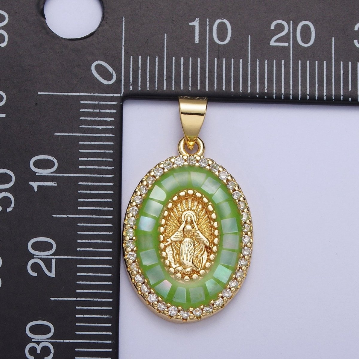 24K Gold Filled Clear Micro Pave Opal Mother Virgin Mary, Religious Miraculous Lady Guadalupe Pendant For Jewelry Making | X482-X487 - DLUXCA
