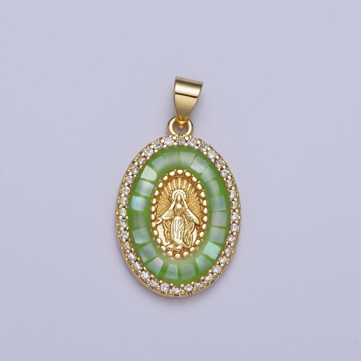 24K Gold Filled Clear Micro Pave Opal Mother Virgin Mary, Religious Miraculous Lady Guadalupe Pendant For Jewelry Making | X482-X487 - DLUXCA