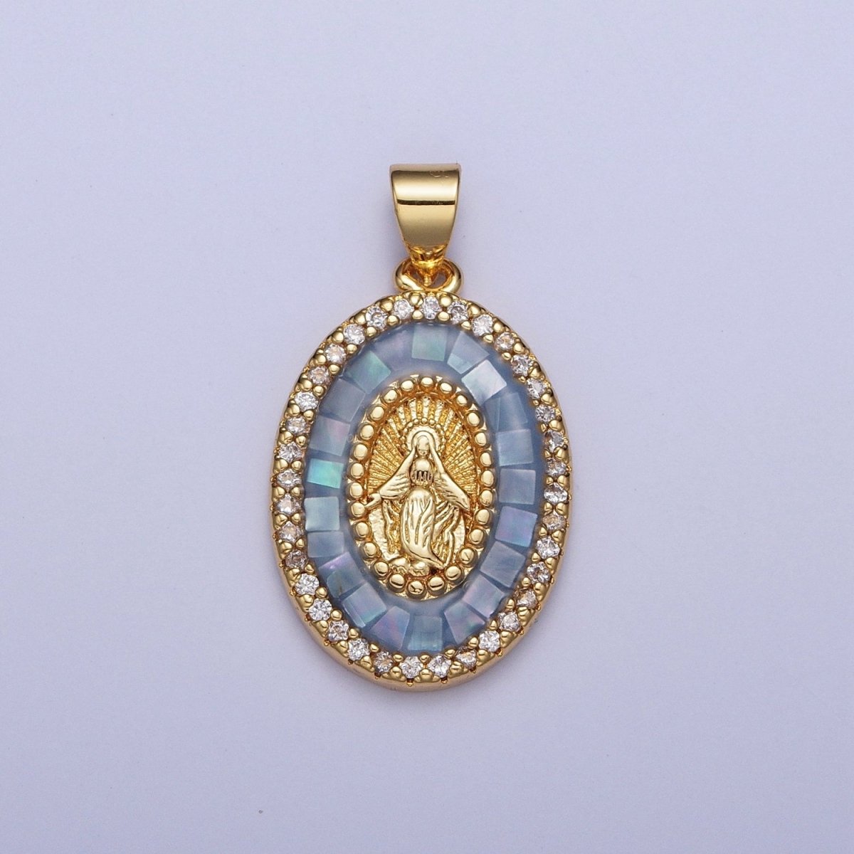 24K Gold Filled Clear Micro Pave Opal Mother Virgin Mary, Religious Miraculous Lady Guadalupe Pendant For Jewelry Making | X482-X487 - DLUXCA