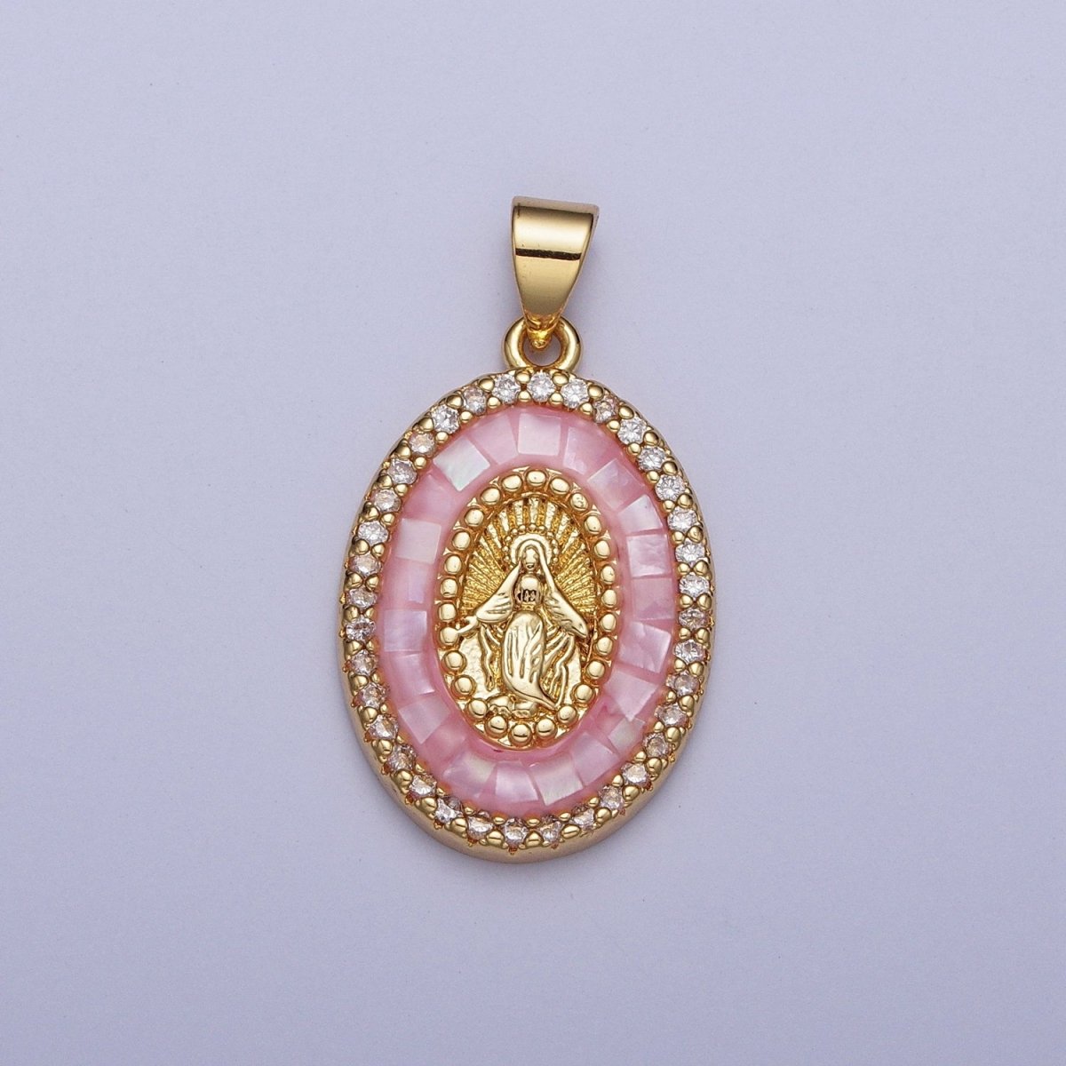 24K Gold Filled Clear Micro Pave Opal Mother Virgin Mary, Religious Miraculous Lady Guadalupe Pendant For Jewelry Making | X482-X487 - DLUXCA