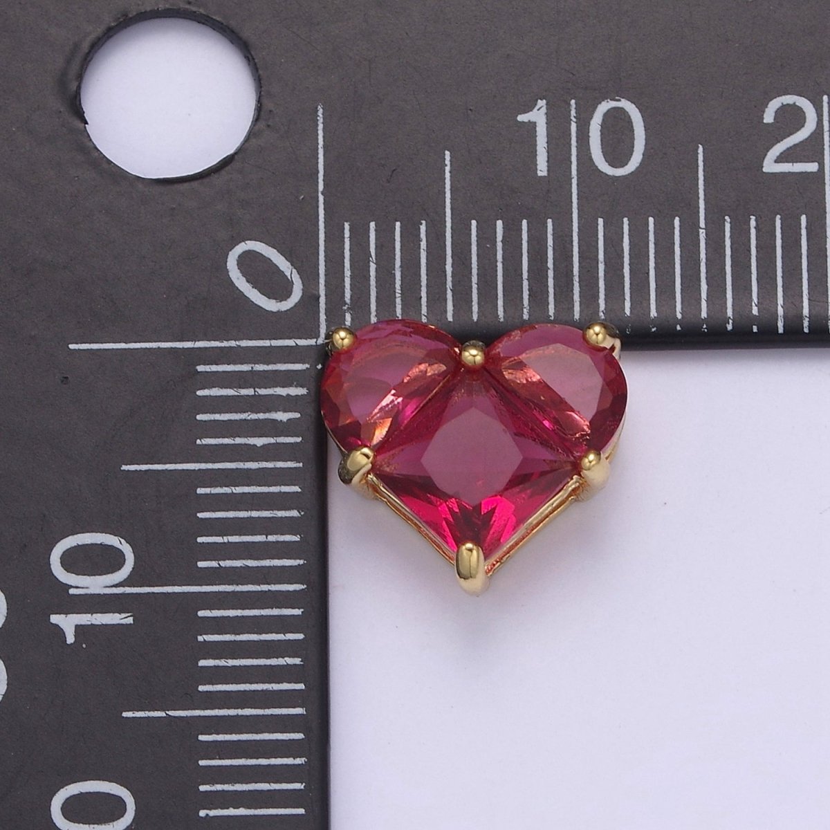 24K Gold Filled Colorful 10mm Cubic Zirconia Heart Love Spacer Beads | B-009 B-011 B-012 B-017 B-020 B-024 B-037 B-052 - DLUXCA
