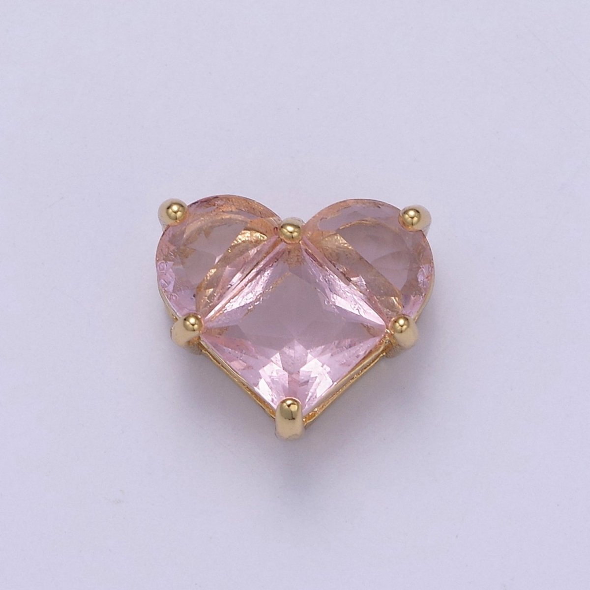 24K Gold Filled Colorful 10mm Cubic Zirconia Heart Love Spacer Beads | B-009 B-011 B-012 B-017 B-020 B-024 B-037 B-052 - DLUXCA