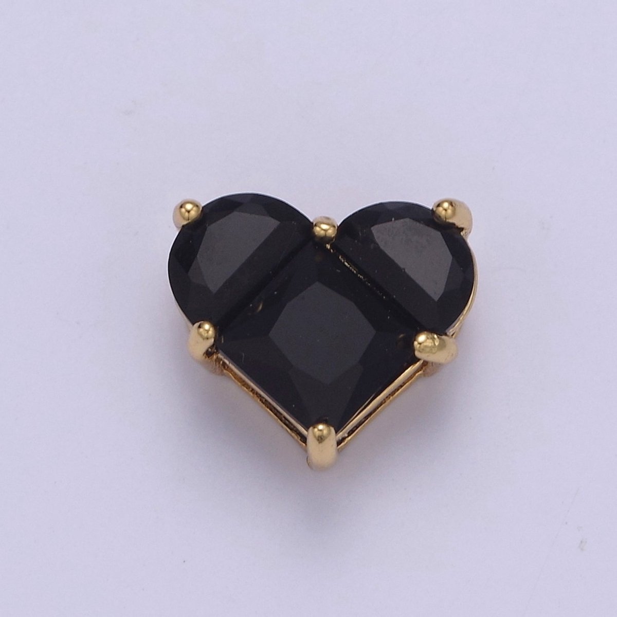 24K Gold Filled Colorful 10mm Cubic Zirconia Heart Love Spacer Beads | B-009 B-011 B-012 B-017 B-020 B-024 B-037 B-052 - DLUXCA