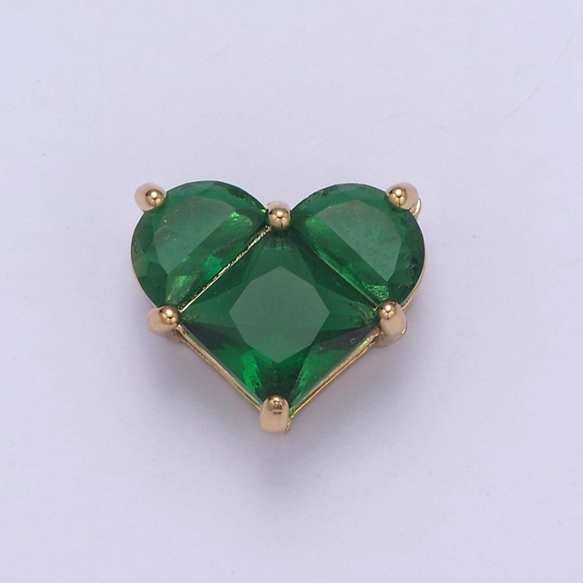 24K Gold Filled Colorful 10mm Cubic Zirconia Heart Love Spacer Beads | B-009 B-011 B-012 B-017 B-020 B-024 B-037 B-052 - DLUXCA