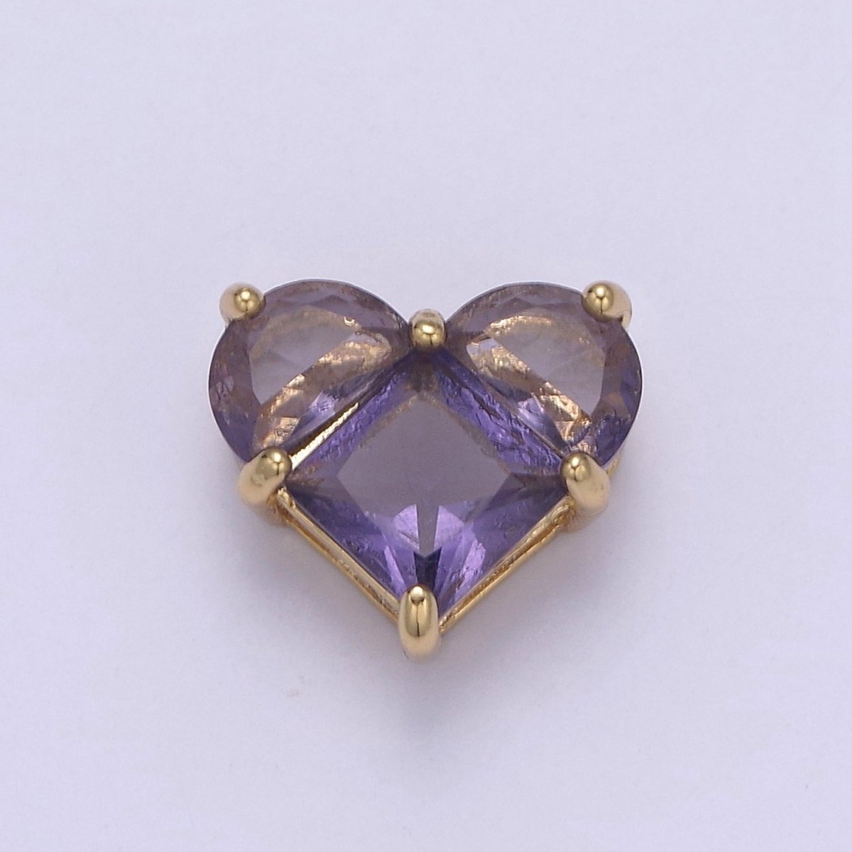 24K Gold Filled Colorful 10mm Cubic Zirconia Heart Love Spacer Beads | B-009 B-011 B-012 B-017 B-020 B-024 B-037 B-052 - DLUXCA