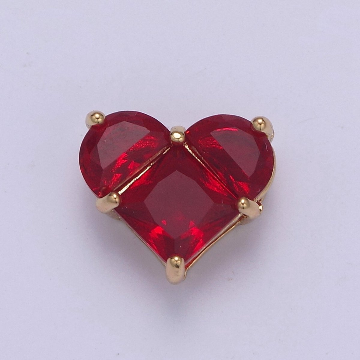 24K Gold Filled Colorful 10mm Cubic Zirconia Heart Love Spacer Beads | B-009 B-011 B-012 B-017 B-020 B-024 B-037 B-052 - DLUXCA