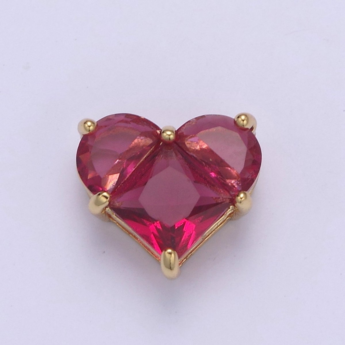 24K Gold Filled Colorful 10mm Cubic Zirconia Heart Love Spacer Beads | B-009 B-011 B-012 B-017 B-020 B-024 B-037 B-052 - DLUXCA