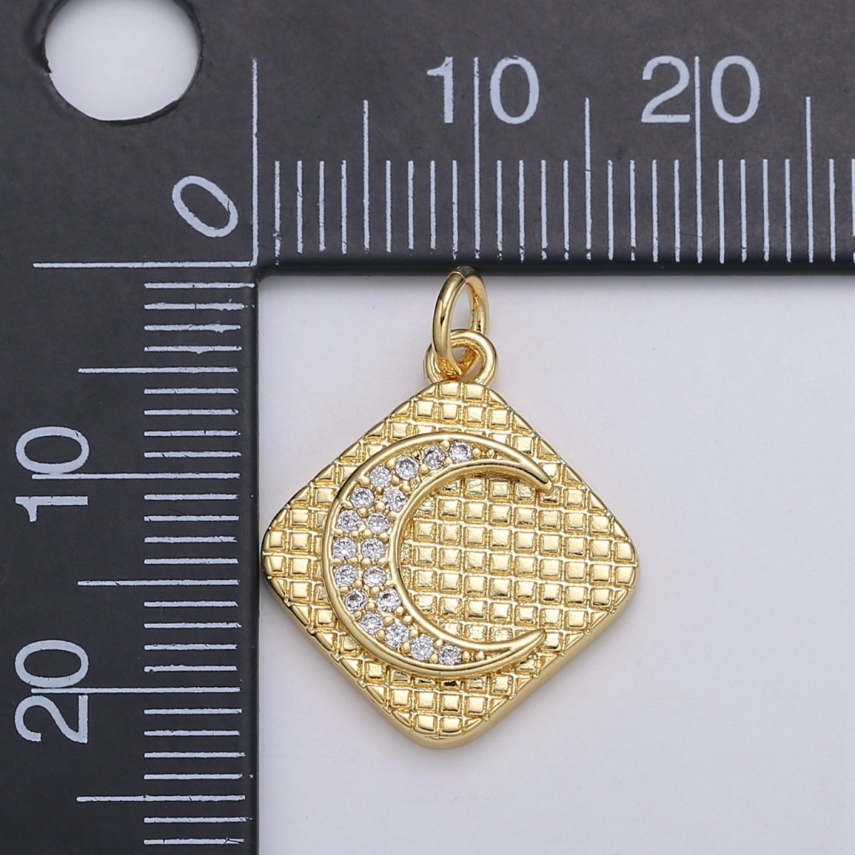 24K Gold Filled Crystal Diamond Moon Charm E-147 - DLUXCA
