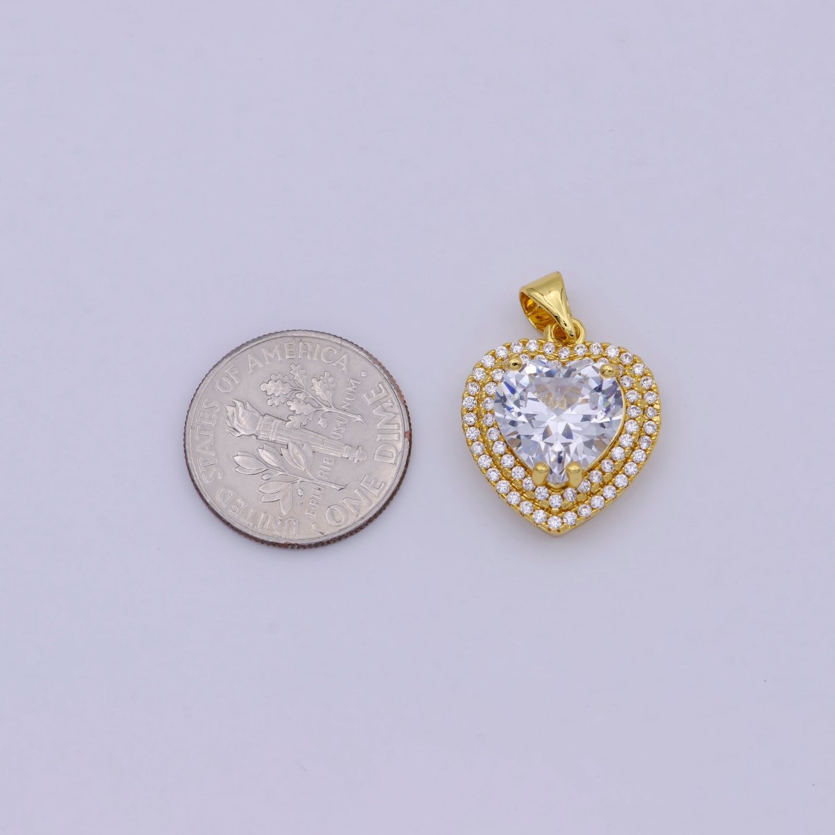 24K Gold Filled Crystal Heart Pendants I-733 - DLUXCA