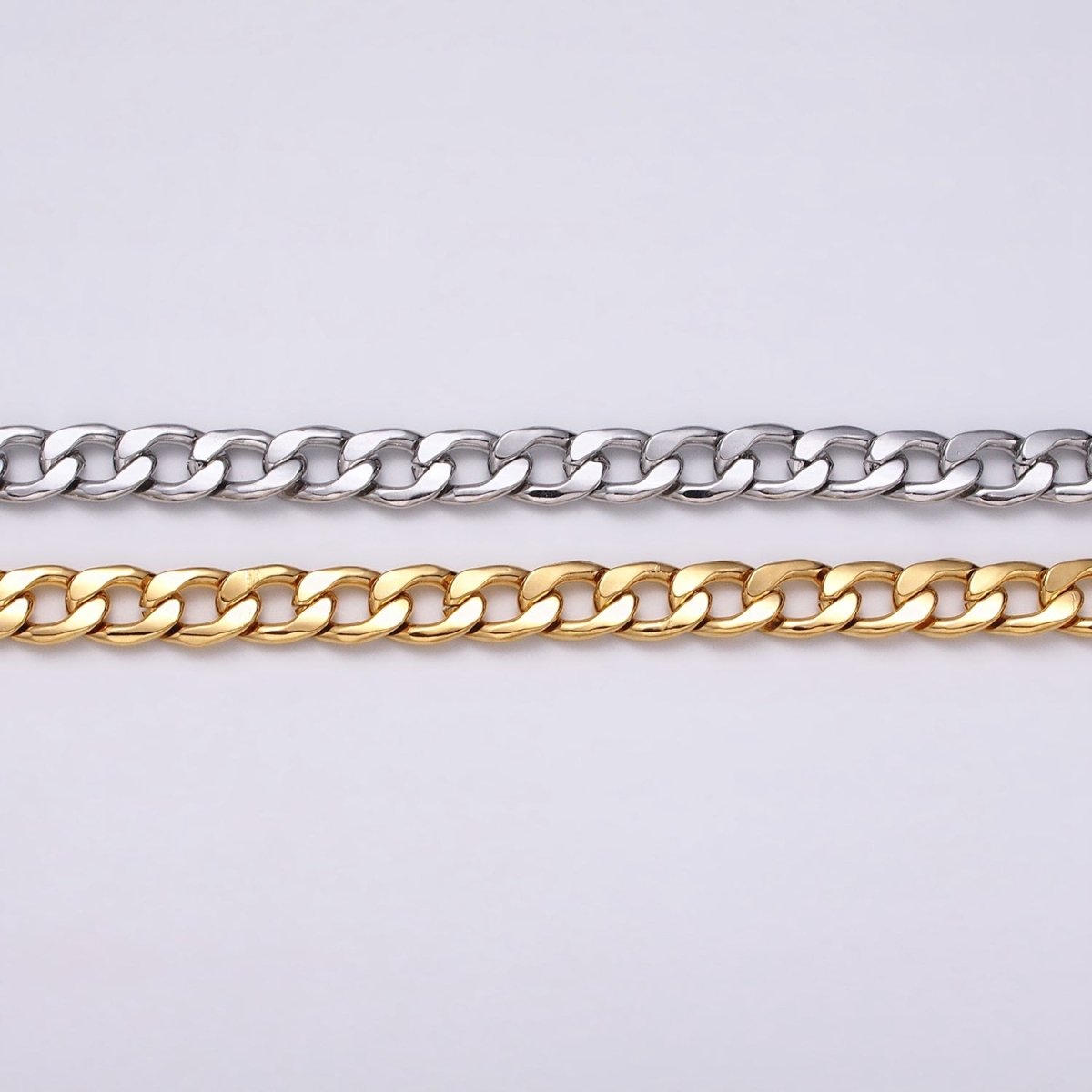 24k Gold Filled Cuban Curb Chain 7.5mm Unfinished Unisex Curb Link Chain by Yard Wholesale Jewelry Making Supplies | ROLL-1283 ROLL-1284 Clearance Pricing - DLUXCA