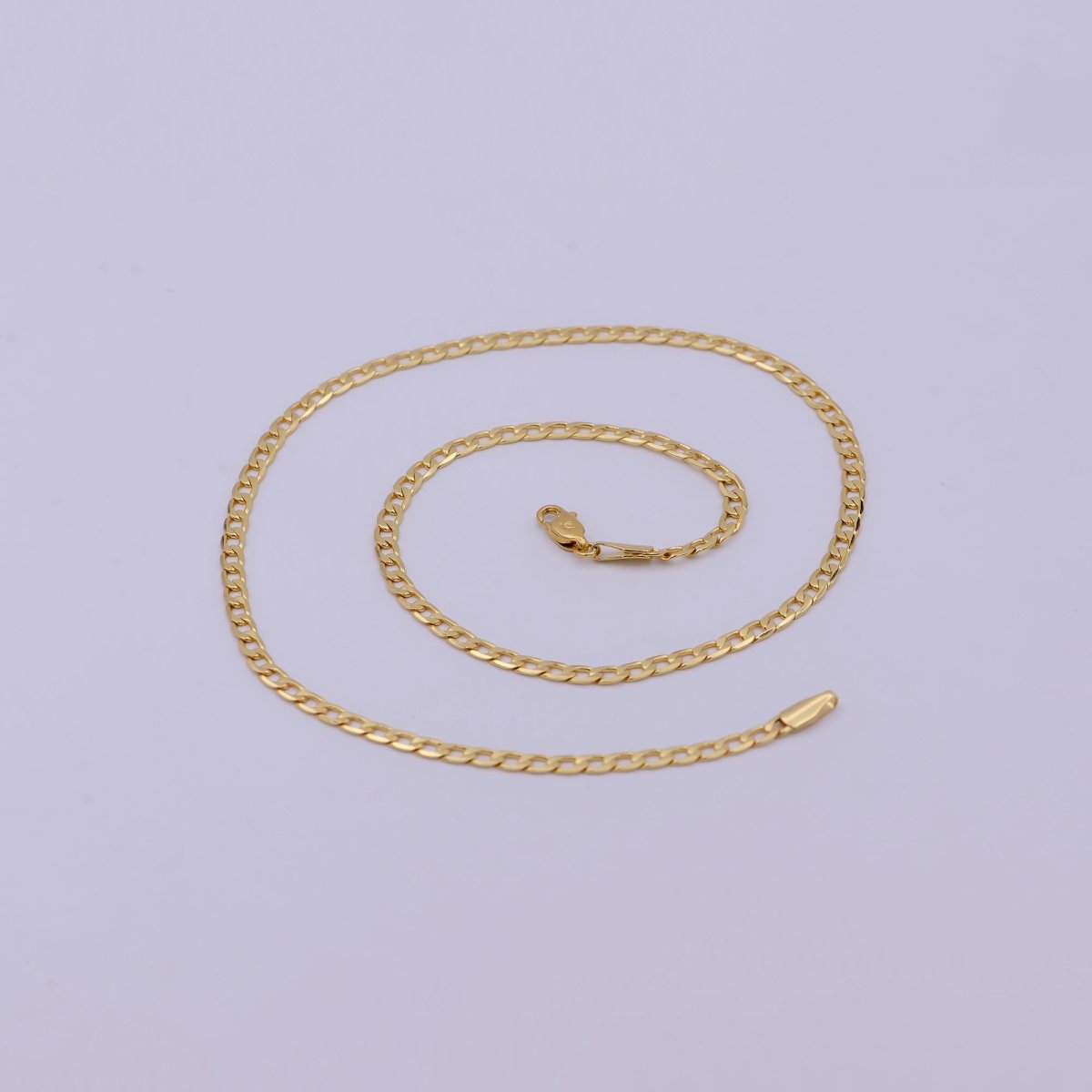 24K Gold Filled Cuban Link Chain Necklace 18 inch Miami Cuban, 3.2mm Gold Chain, Curb Link, Men Women Chain Necklaces | WA-523 Clearance Pricing - DLUXCA