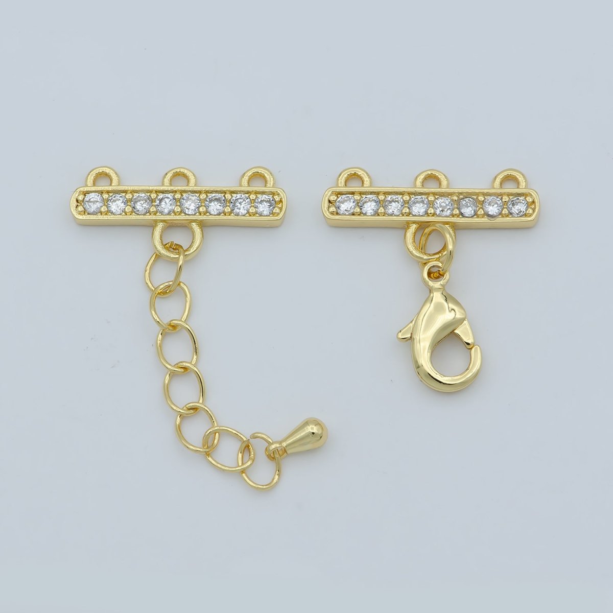 24K Gold Filled Cubic Zircon Crystal Lobster Clasp Necklace Layer Chain Extender L-394 L-395 - DLUXCA
