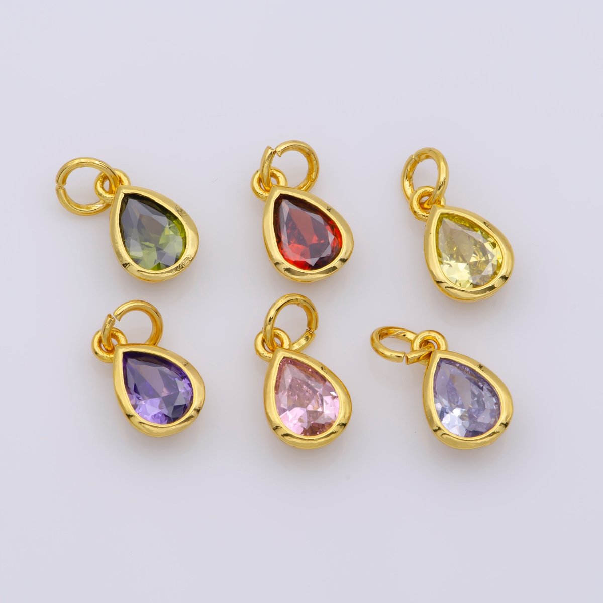 24K Gold Filled Cubic Zirconia CZ Teardrop Charm Jewelry Making Component | M-511-M-517 - DLUXCA