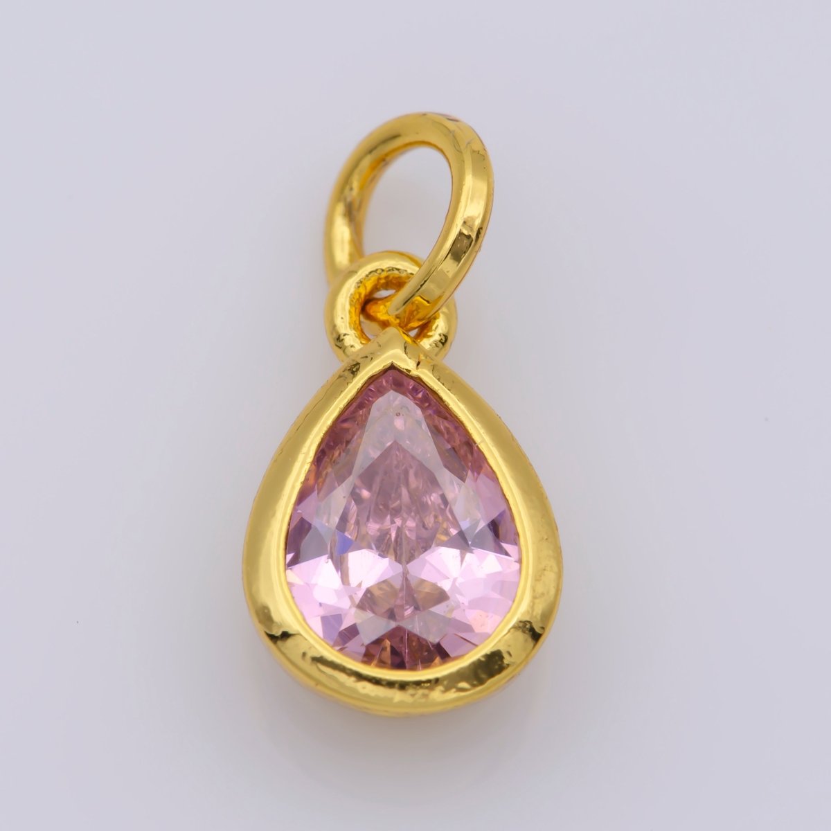 24K Gold Filled Cubic Zirconia CZ Teardrop Charm Jewelry Making Component | M-511-M-517 - DLUXCA
