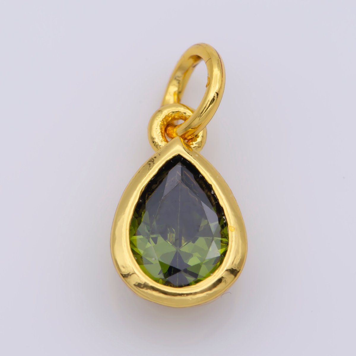 24K Gold Filled Cubic Zirconia CZ Teardrop Charm Jewelry Making Component | M-511-M-517 - DLUXCA