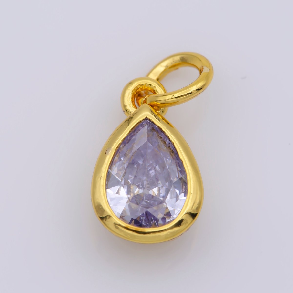 24K Gold Filled Cubic Zirconia CZ Teardrop Charm Jewelry Making Component | M-511-M-517 - DLUXCA