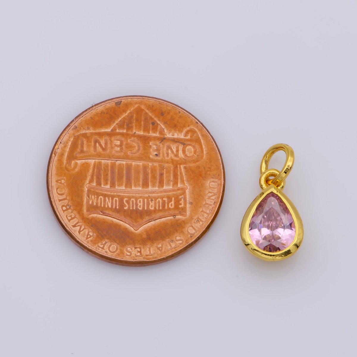 24K Gold Filled Cubic Zirconia CZ Teardrop Charm Jewelry Making Component | M-511-M-517 - DLUXCA