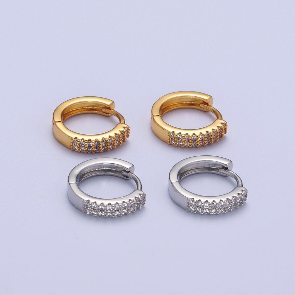 24k Gold Filled Cubic Zirconia Hoops Earrings Minimalist Gold Hoops Diamond Micro Pave CZ Dainty Gold Hoops P-240 P-241 - DLUXCA