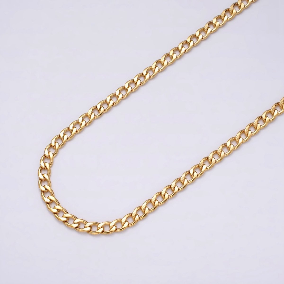 24K Gold Filled Curb Chain 5 mm Dainty Miami Cuban Curb Unfinished Chain by Yard | ROLL-1293 ROLL-1294 Clearance Pricing - DLUXCA