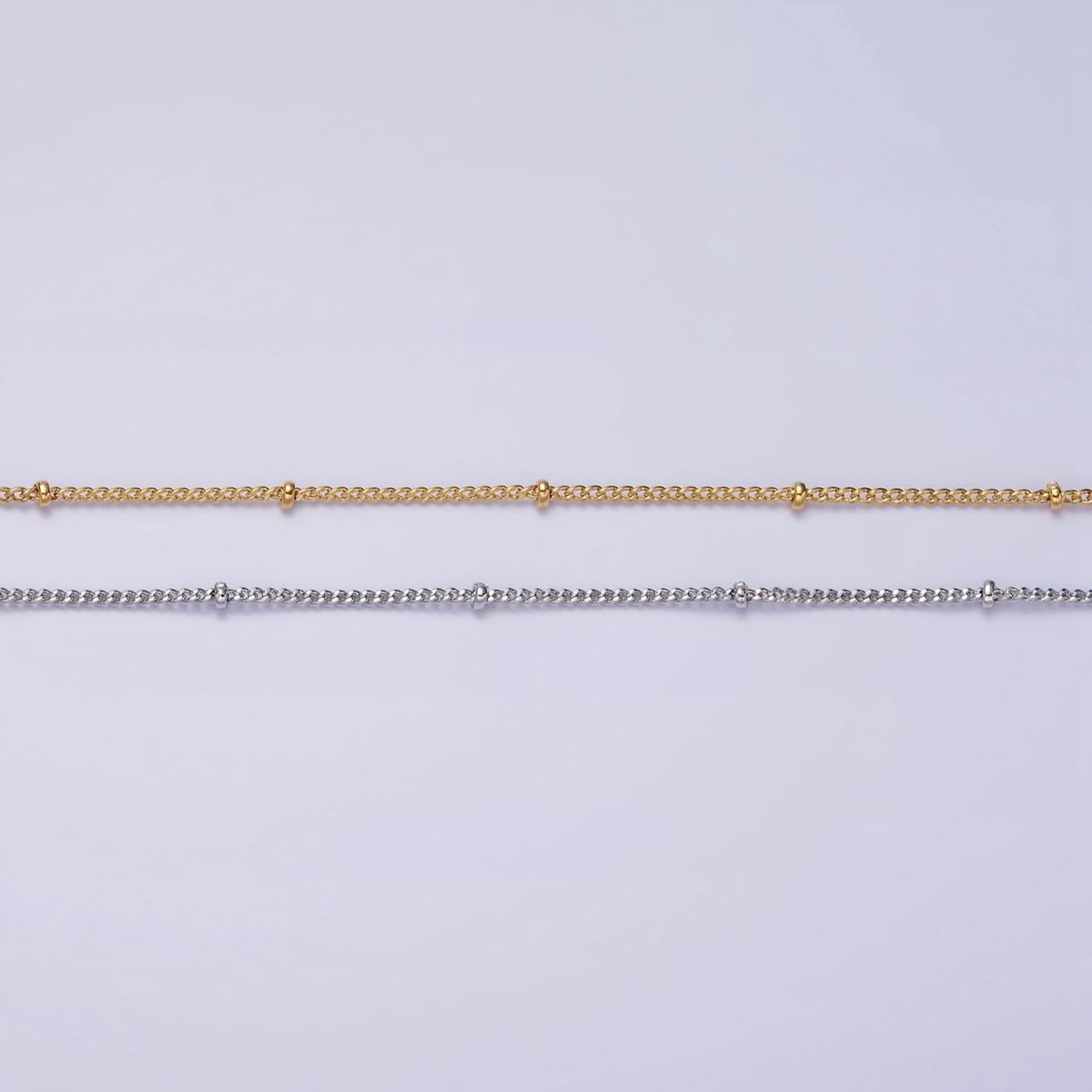 24K Gold Filled Curb Chain With Gold Beads For Wholesale Necklace Dainty Satellite Chain Jewelry Making Supplies | WA-1845 WA-1846 Clearance Pricing - DLUXCA