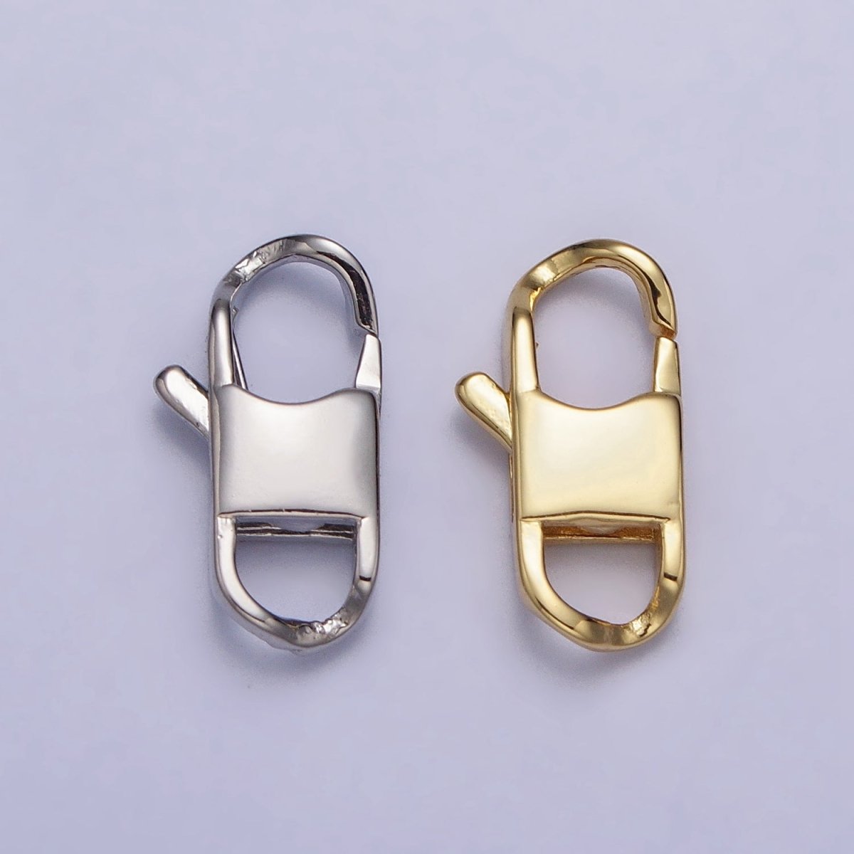 24K Gold Filled Curved Lobster Clasps Hammered Geometric Rectangular Closure Supply in Gold & Silver | Z-119 Z-120 - DLUXCA