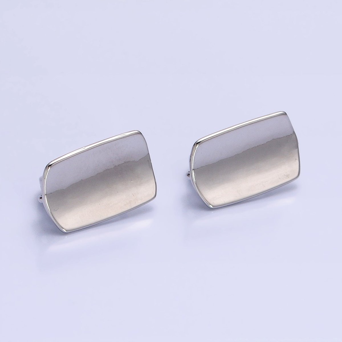 24K Gold Filled Curved Oblong Rectangular Open Loop English Lock Earrings Supply in Silver & Gold | Z-198 Z-333 - DLUXCA