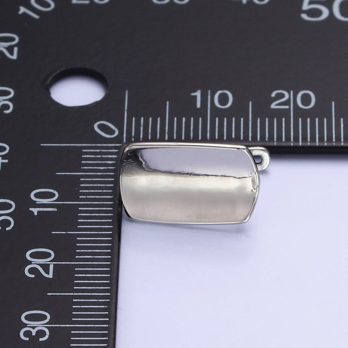 24K Gold Filled Curved Oblong Rectangular Open Loop English Lock Earrings Supply in Silver & Gold | Z-198 Z-333 - DLUXCA