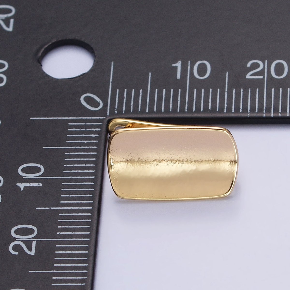 24K Gold Filled Curved Oblong Rectangular Open Loop English Lock Earrings Supply in Silver & Gold | Z-198 Z-333 - DLUXCA