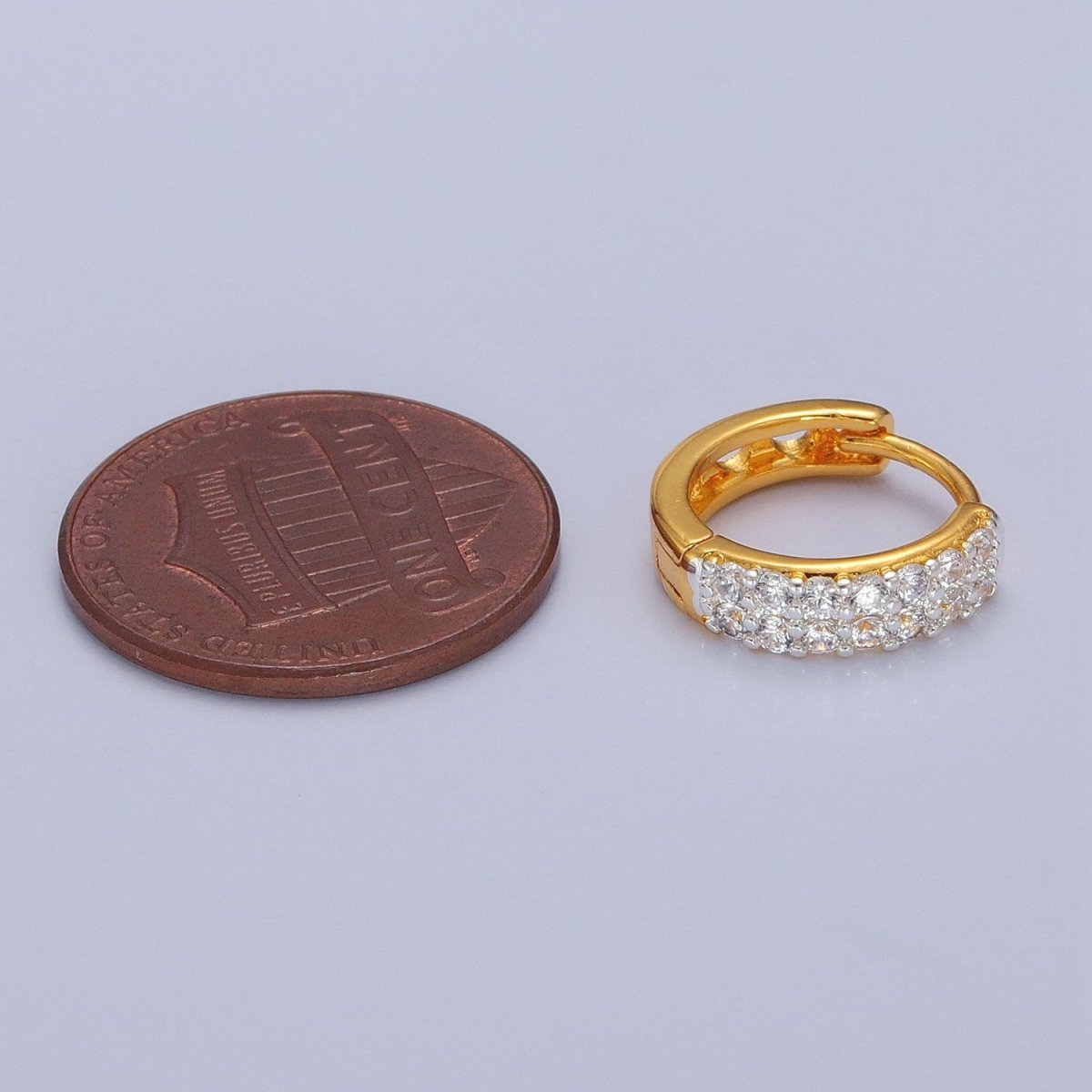 24K Gold Filled CZ Hoop Earrings Small Lever Back Huggie Hoop Earrings-Dainty CZ Earrings T-455 - DLUXCA