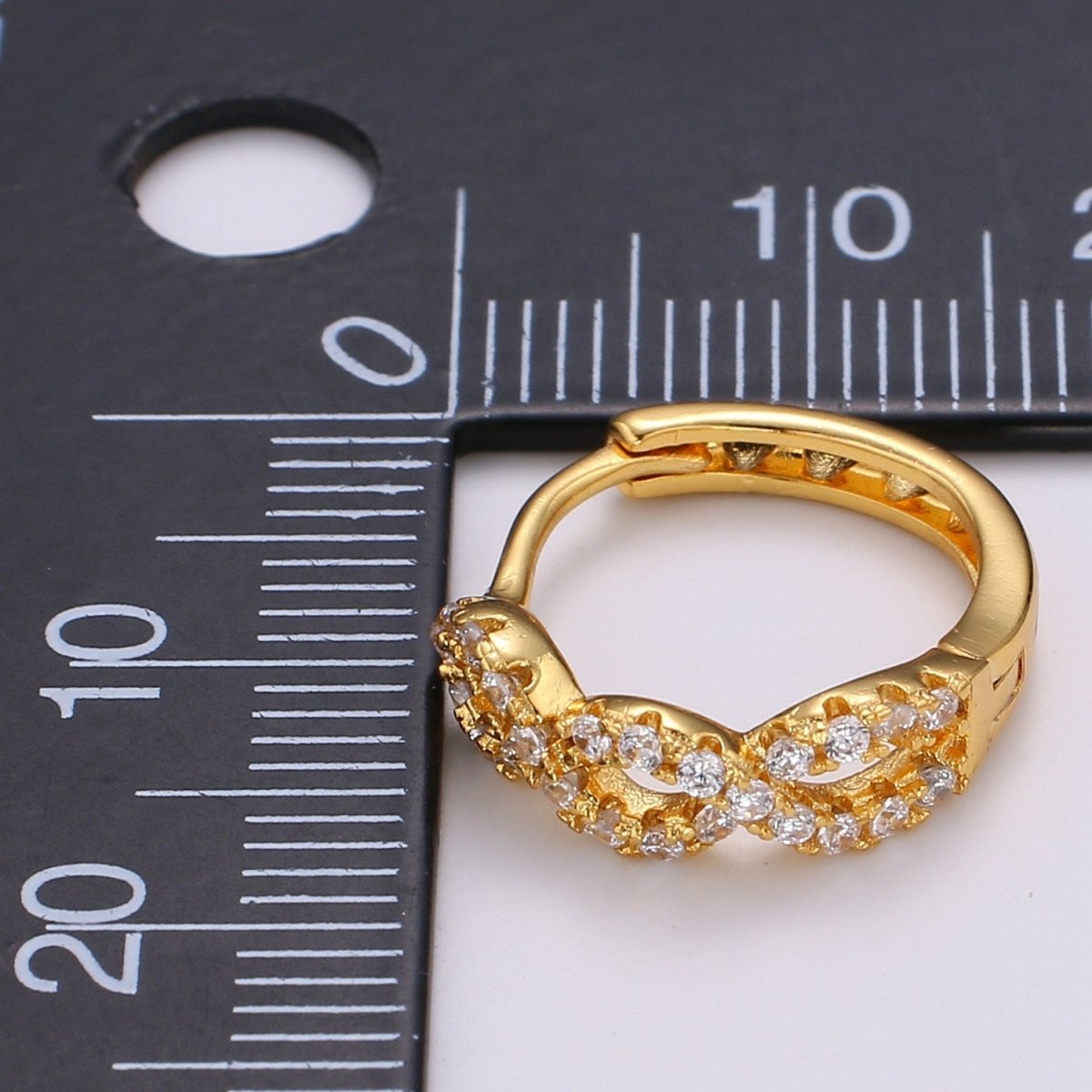 24K Gold Filled CZ Infinity Hoop Earrings, Micro Pave Cartilage Huggie Hoop Earrings, Lever back Earrings, Hypoallergenic Q-504 - DLUXCA