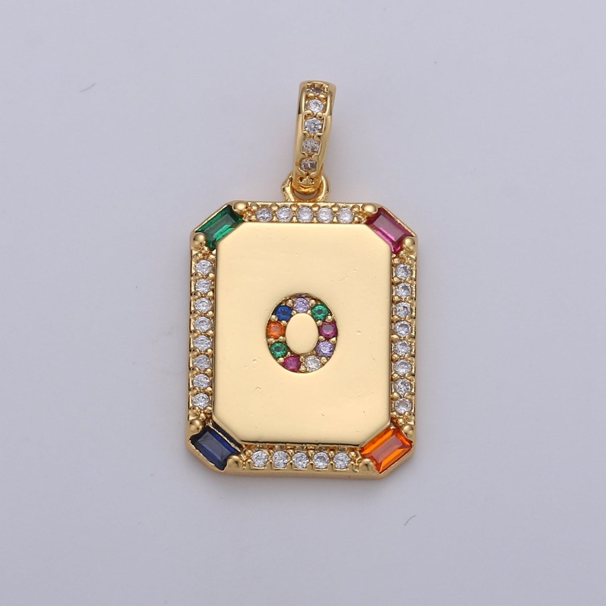 24K Gold Filled CZ Micro Pave Initial Letter Pendant, Initials Letter Tag Charm Rainbow Letter A-Z For Necklace Making, Jewelry Findings A-001 to A-013 - DLUXCA