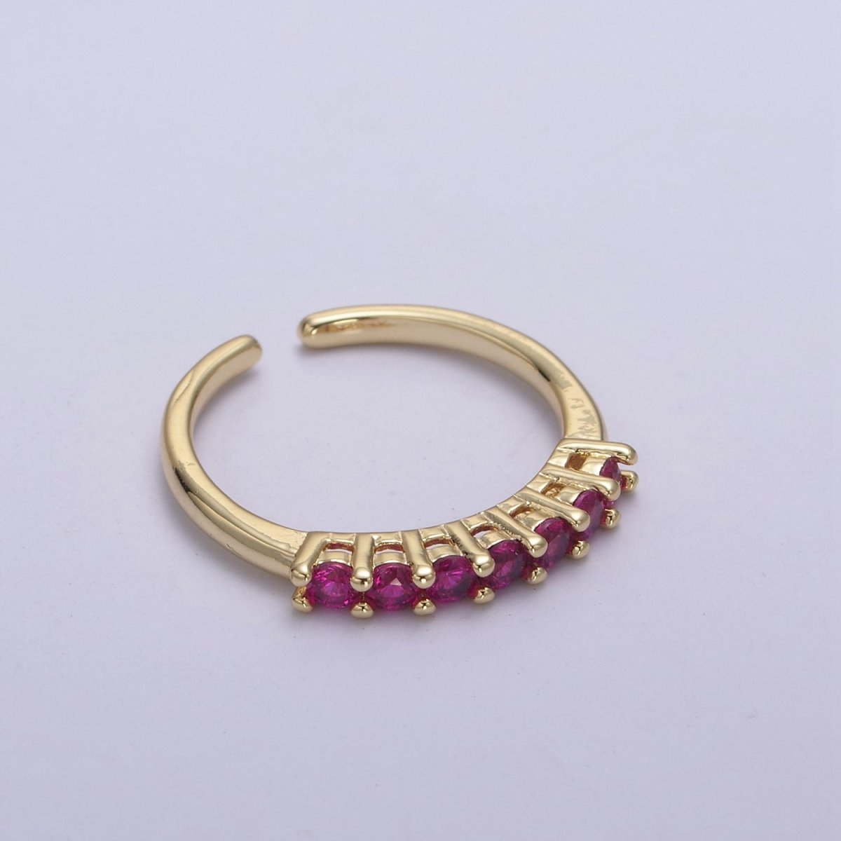 24k Gold Filled CZ Stone Ring - Dainty Ring - Fuschia Blue Green Clear Black Cubic Zirconia Ring - Minimalist Jewelry U-264 ~ U-268 - DLUXCA