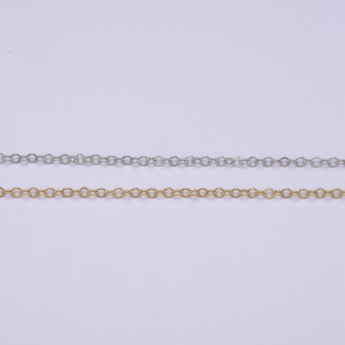 24K Gold Filled Dainty 0.8mm CABLE Chain, Silver Unfinished Chain For Jewelry Making | ROLL-619, ROLL-620 Clearance Pricing - DLUXCA