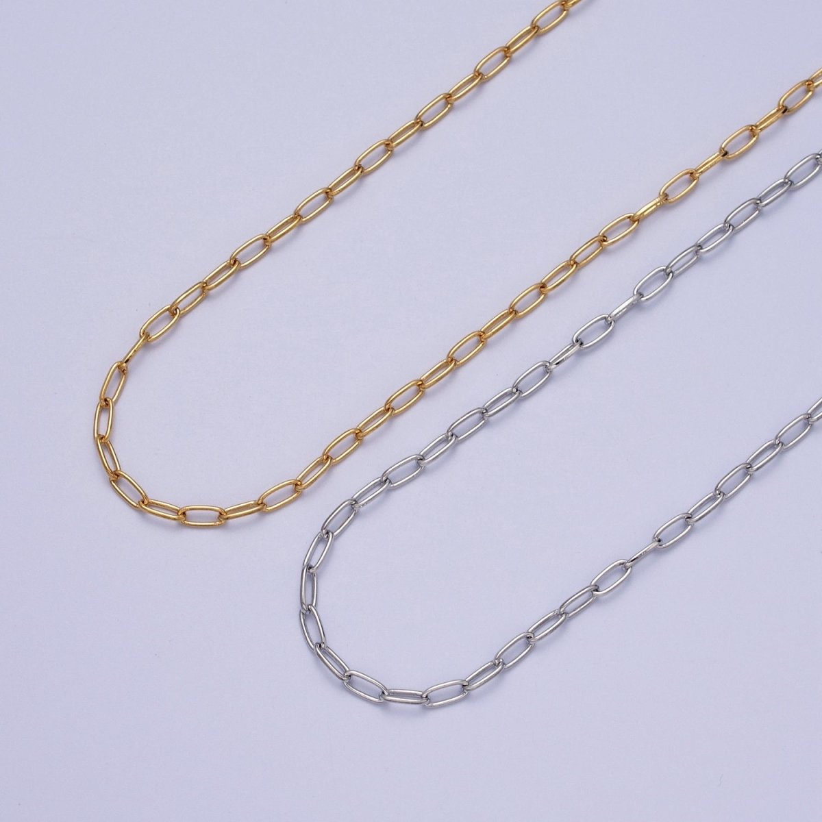 24K Gold Filled Dainty 2.6mm Cable Bulk Unfinished Chain in Gold & Silver | ROLL-982, ROLL-983 Clearance Pricing - DLUXCA