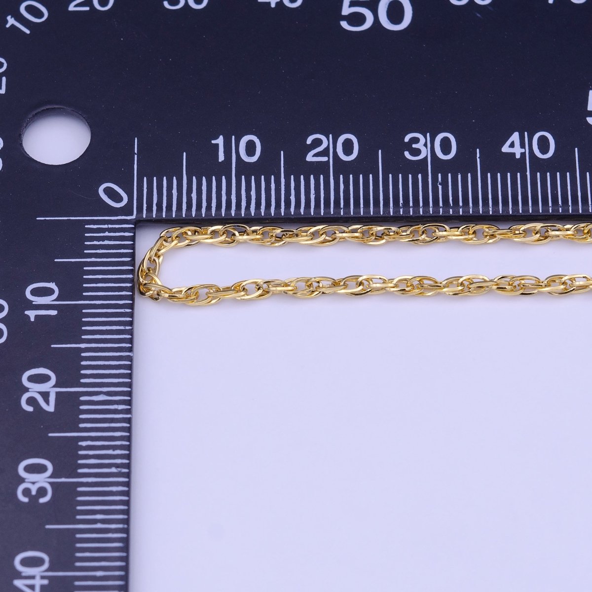 24K Gold Filled Dainty 2mm Espiga Link Connecting 16.25 Inch Chain Necklace | WA-1453 Clearance Pricing - DLUXCA