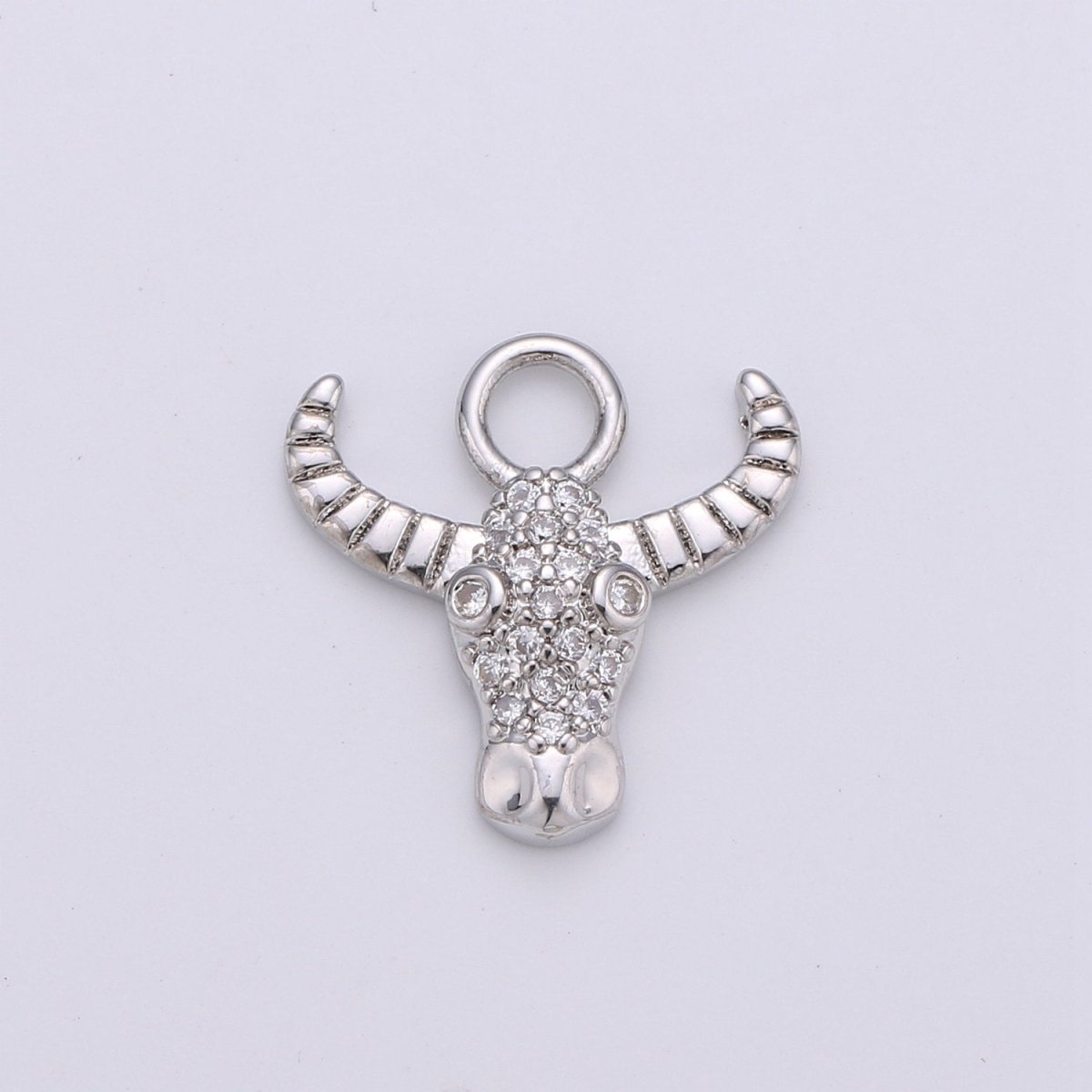 24K Gold Filled Dainty Bull Head Charm with Micro Pave Cubic Zirconia CZ Stone for Cow Animal Necklace or Bracelet Component C-935,C-936 - DLUXCA