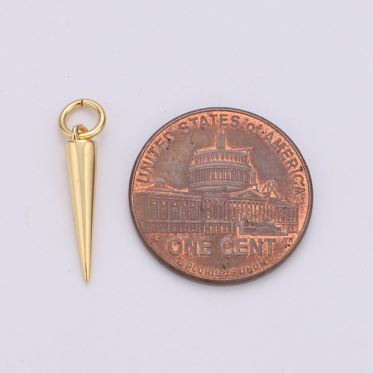 24k Gold Filled Dainty Gold Spike Charms Drop Pendulum Pendant Stud Charm Minimalist Jewelry Supply Findings for Necklace Earring Components E-254 E-255 - DLUXCA