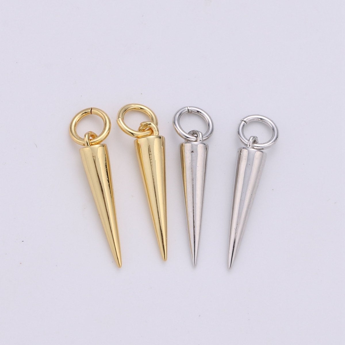 24k Gold Filled Dainty Gold Spike Charms Drop Pendulum Pendant