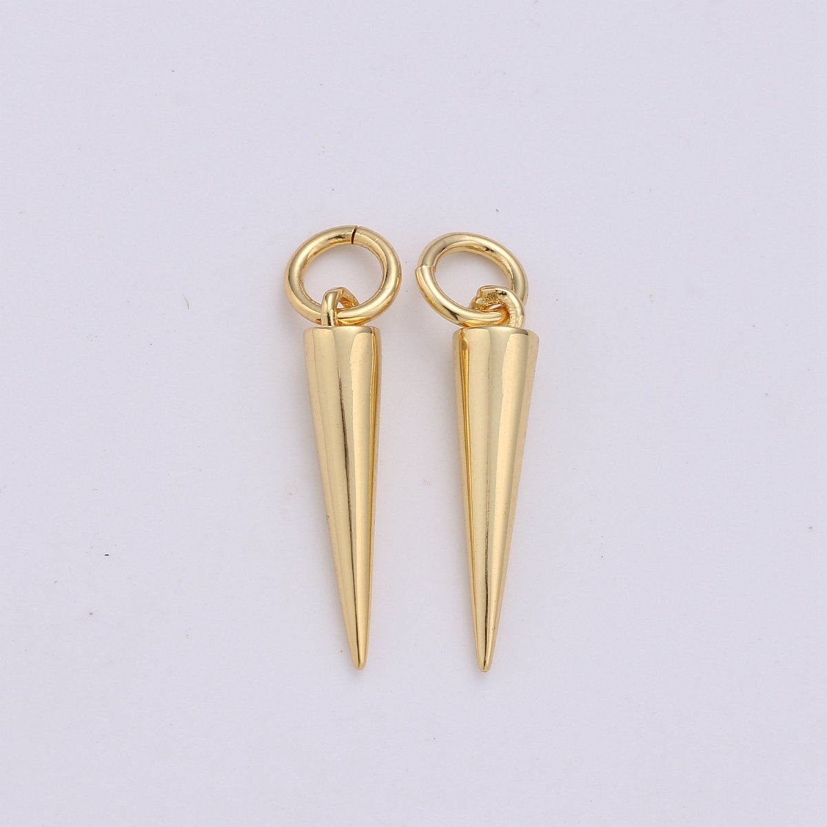 24k Gold Filled Dainty Gold Spike Charms Drop Pendulum Pendant Stud Charm Minimalist Jewelry Supply Findings for Necklace Earring Components E-254 E-255 - DLUXCA
