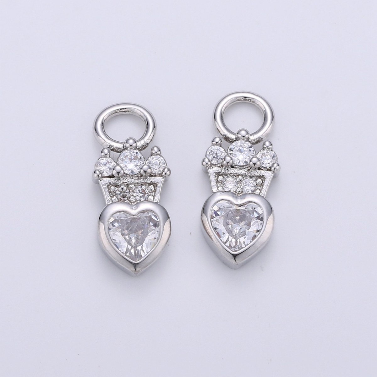 24K Gold Filled Dainty Heart Love Charm with Micro Pave Cubic Zirconia CZ Stone for Crown Necklace or Bracelet Component C-933 C-934 - DLUXCA