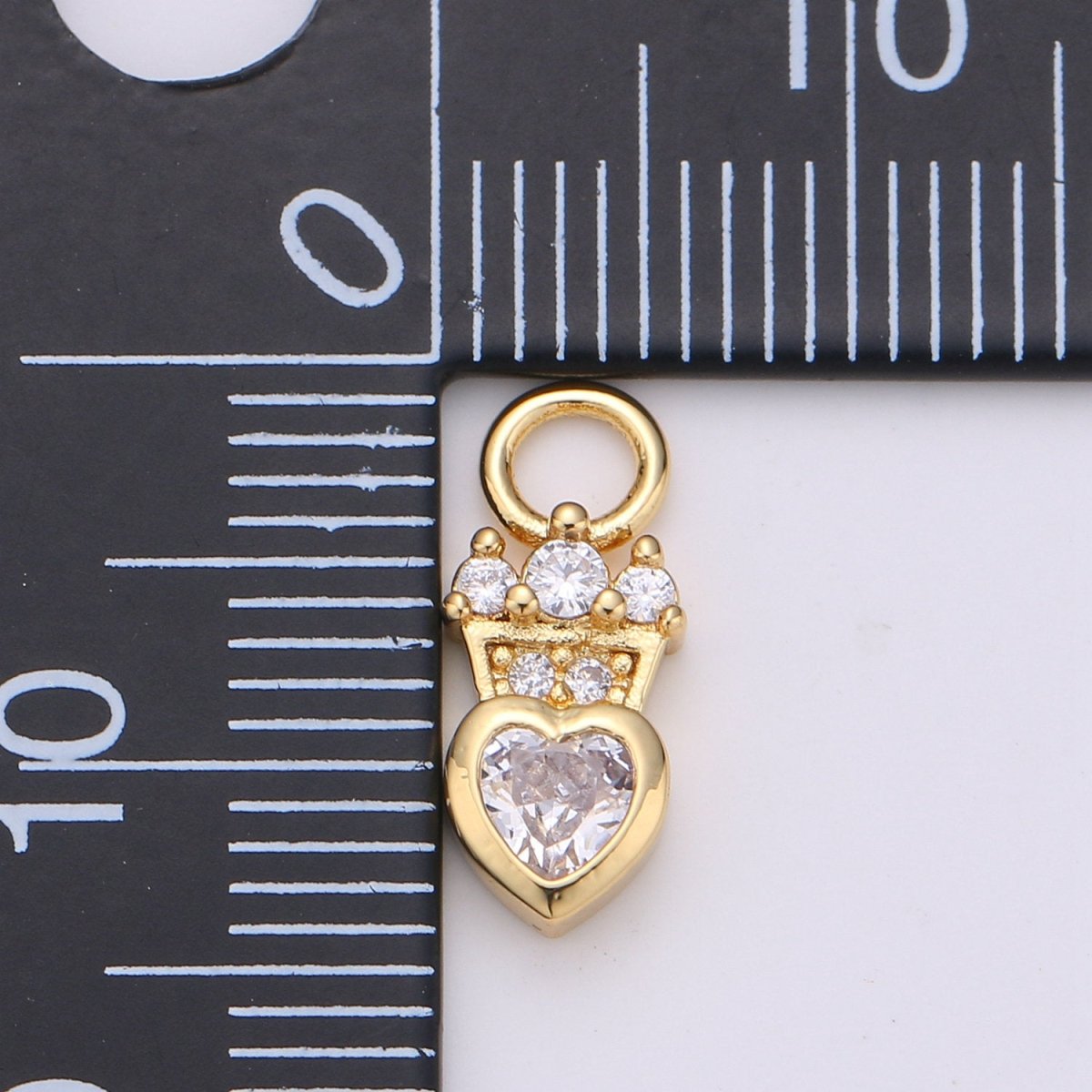 24K Gold Filled Dainty Heart Love Charm with Micro Pave Cubic Zirconia CZ Stone for Crown Necklace or Bracelet Component C-933 C-934 - DLUXCA