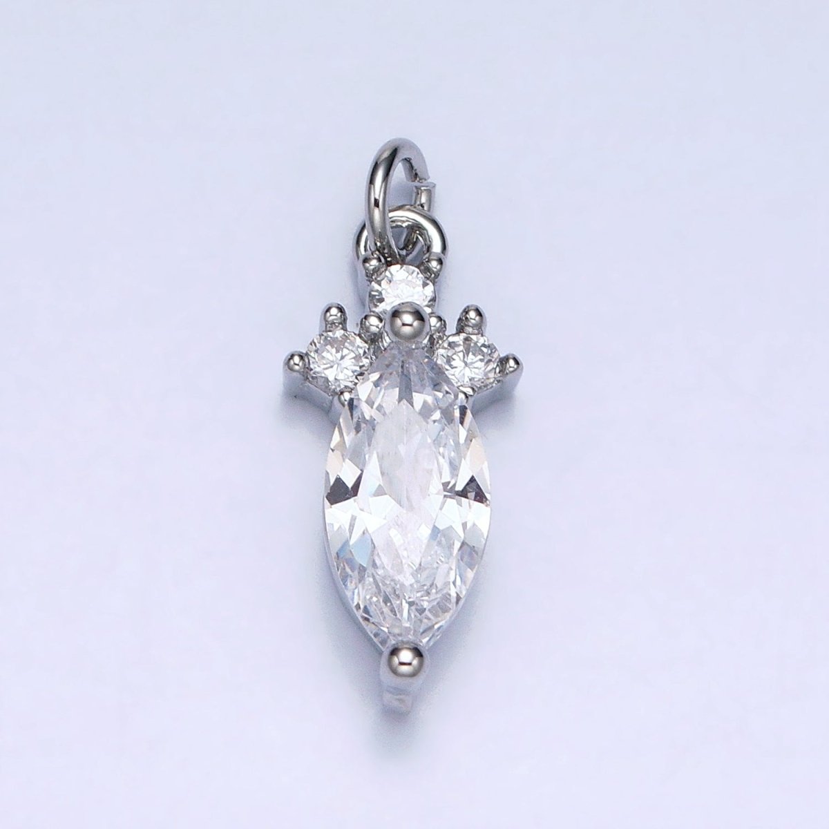 24K Gold Filled Dainty Marquise Triple Clear CZ Add-On Charm in Gold & Silver | AC611 AC612 - DLUXCA