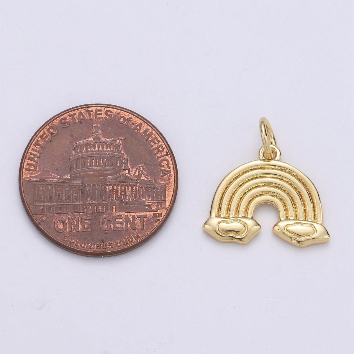 24k Gold Filled Dainty Rainbow Cloud Charm, Gold Cloud Rainbow Pendant for Necklace Bracelet Earring Charm Component Supply E-066 - DLUXCA