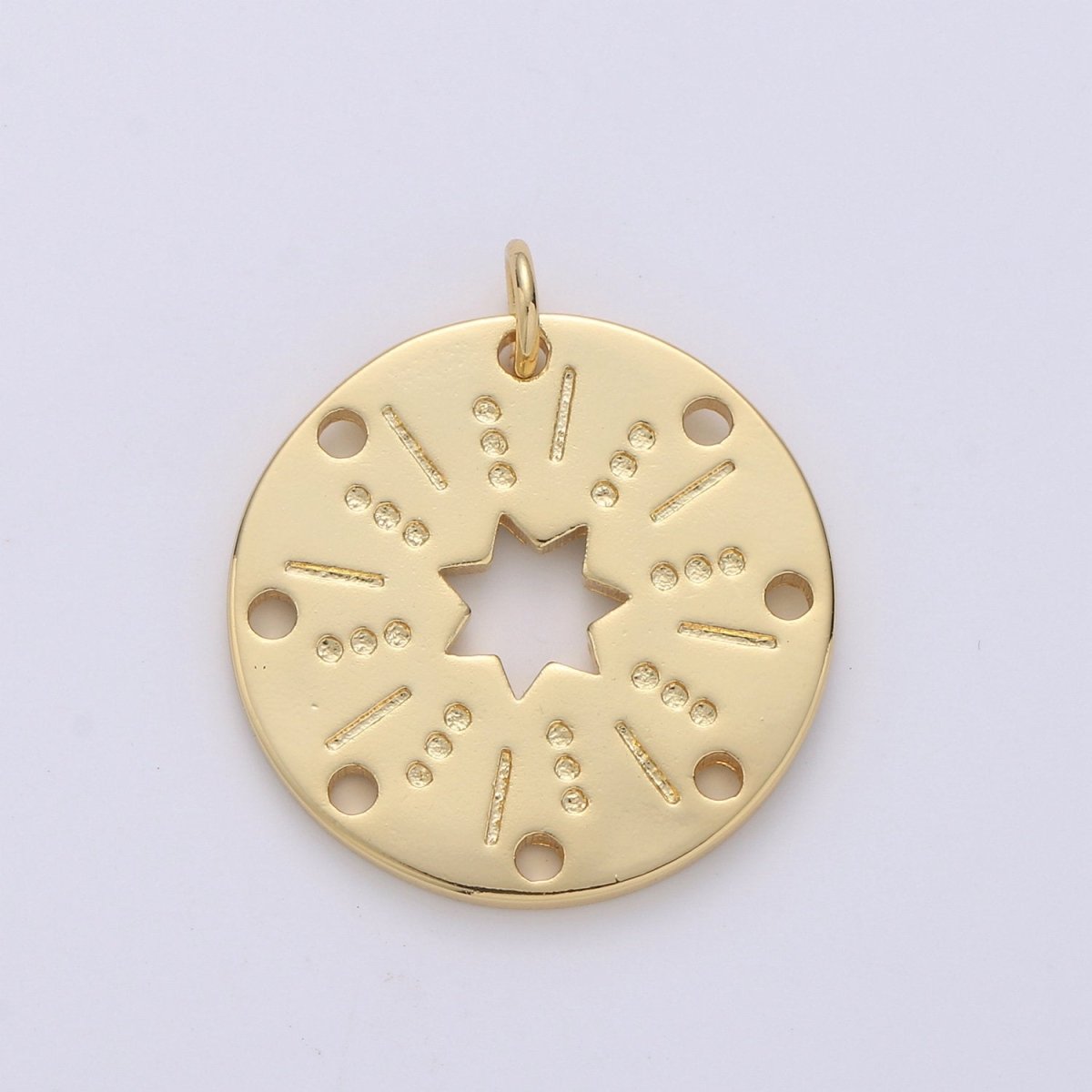 24k Gold Filled Datiny Gold Star charm, Disc charm Bohemian charms, Celestial Jewelry DIY bracelet charm Necklace Charm D-537 - DLUXCA
