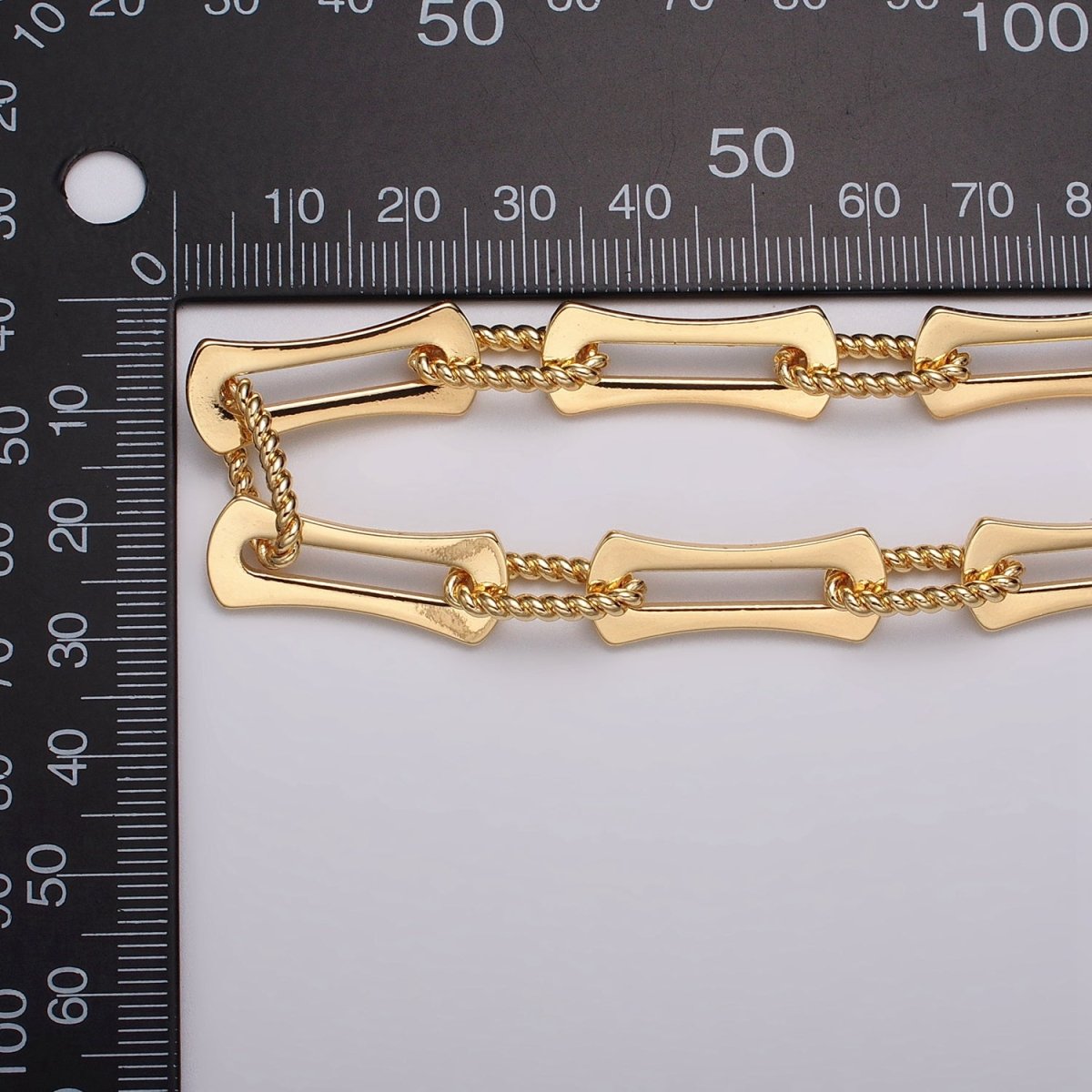 24k Gold Filled Designed Curved Paperclip Twisted Oblong Link Unfinished Chain in Gold & Silver | ROLL-1137, ROLL-1138 Clearance Pricing - DLUXCA