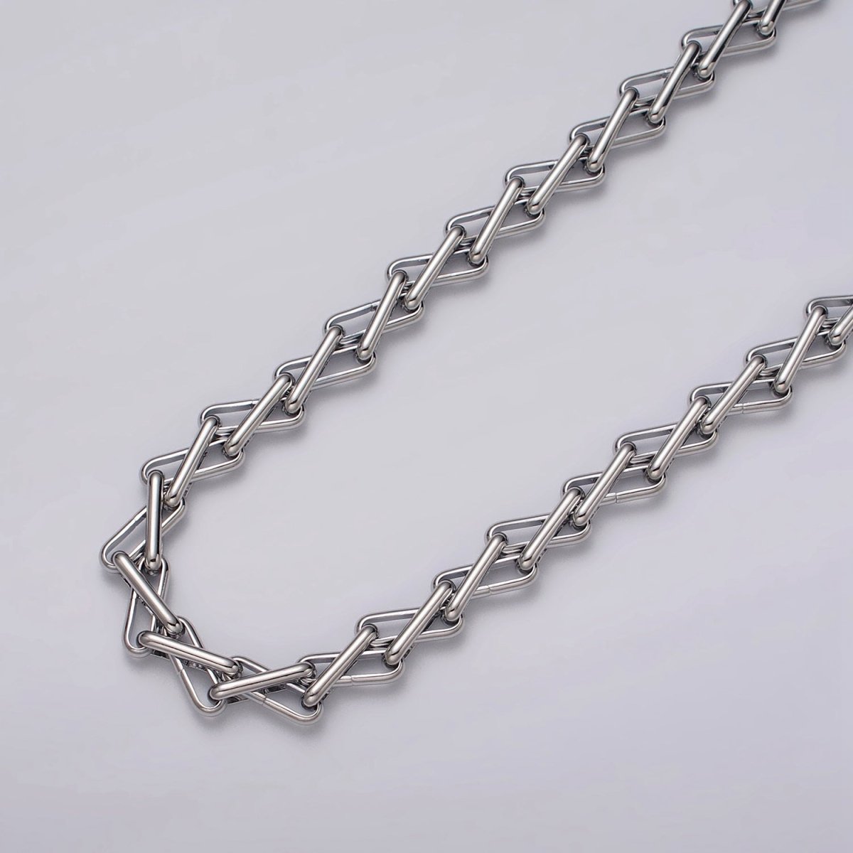 24k Gold Filled Designed Multiple Oblong Link Geometric Unfinished Yard Chain in Gold & Silver | ROLL-1123 ROLL-1202 Clearance Pricing - DLUXCA