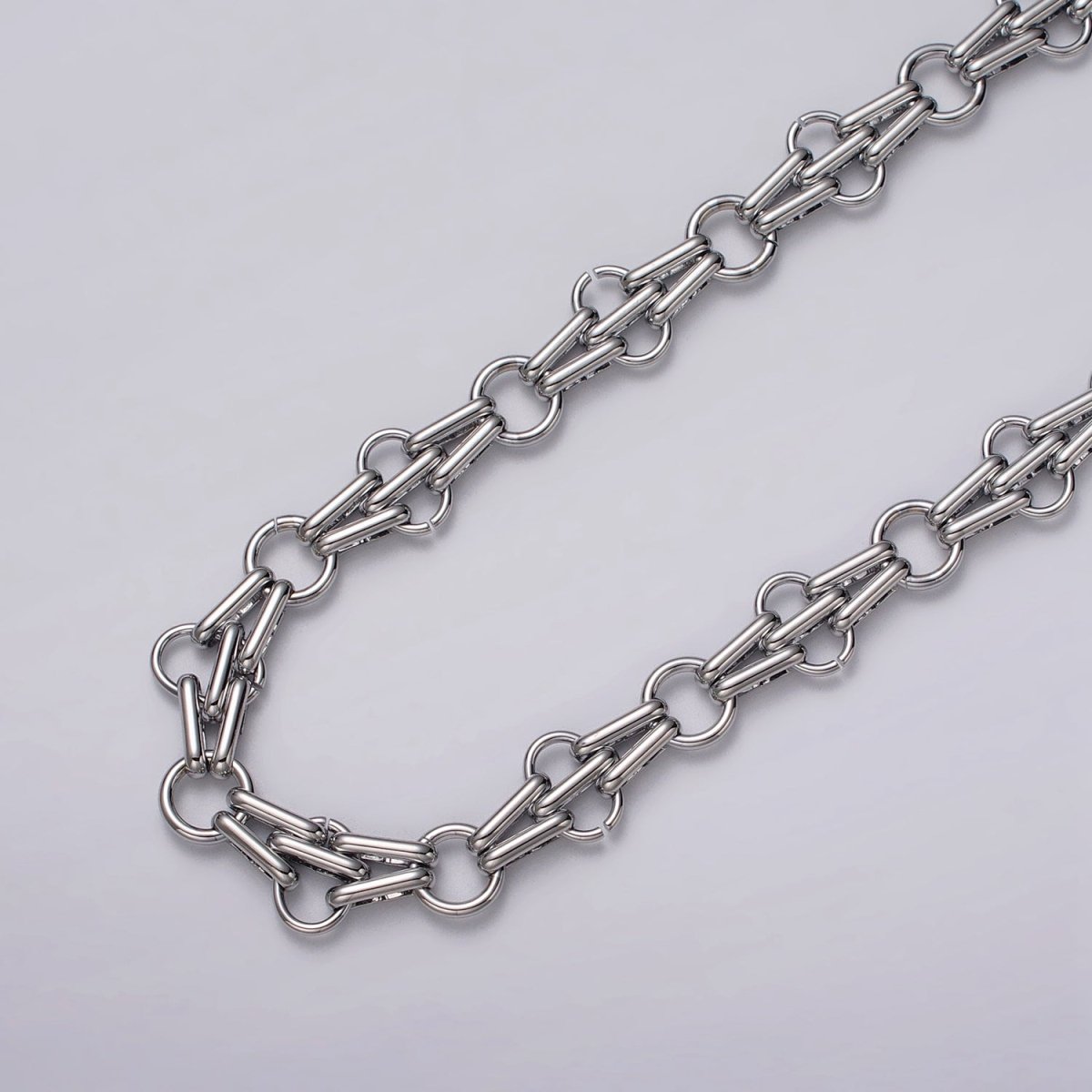 24k Gold Filled Designed Rolo Multiple Oblong Link Unfinished Yard Chain in Gold & Silver | ROLL-1124 ROLL-1193 Clearance Pricing - DLUXCA